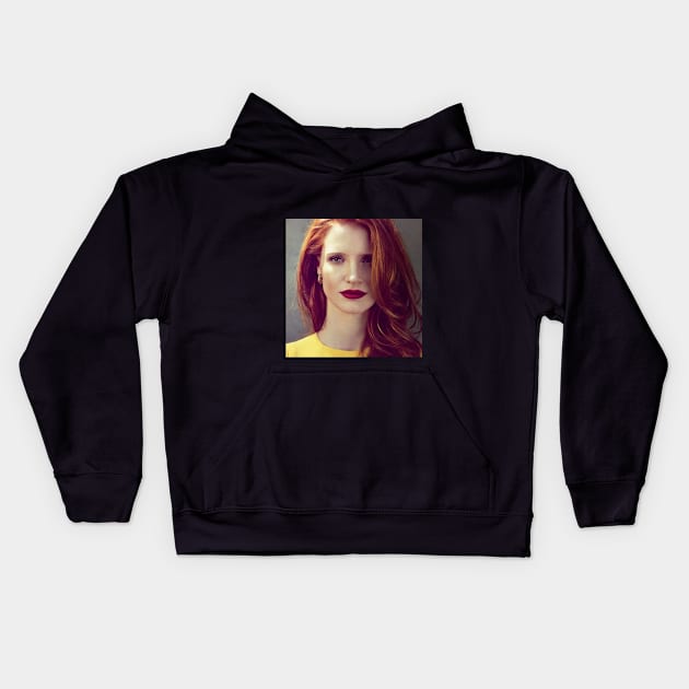 Jessica Chastain Kids Hoodie by vegascasa10